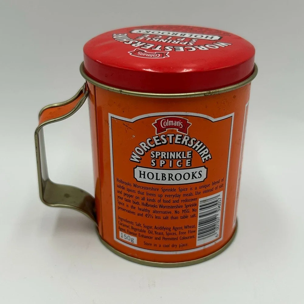 Colman's Worcestershire Sprinkle Spice Seasoning Shaker Jar, Handle, Lid, Sifter